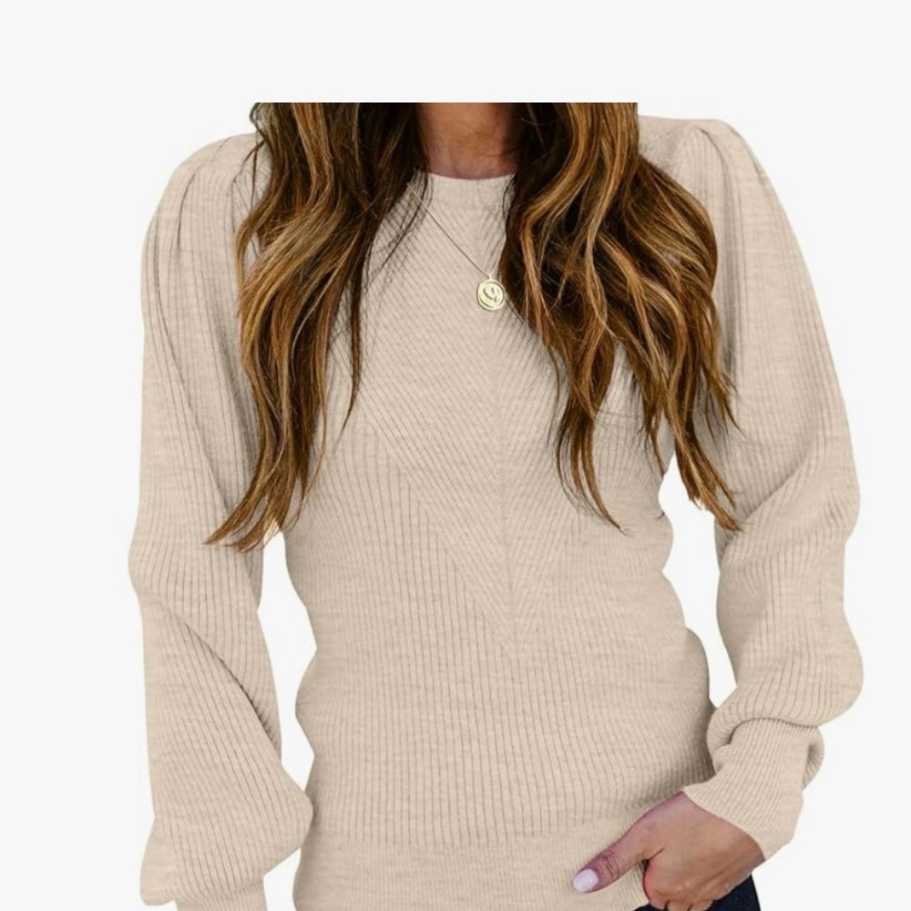 Tecrew Ladies Size XL‎ Beige Ribbed Knit Sweater